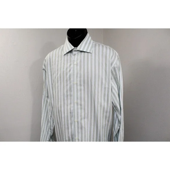 Banana Republic Dress Shirt French Cuff Striped Long Sleeve Mens XL 17-17.5 - Picture 2 of 11